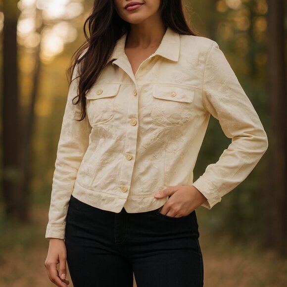 Woman's Croft and Barrow Jacket Yellow Embroidered Small - Picture 1 of 11